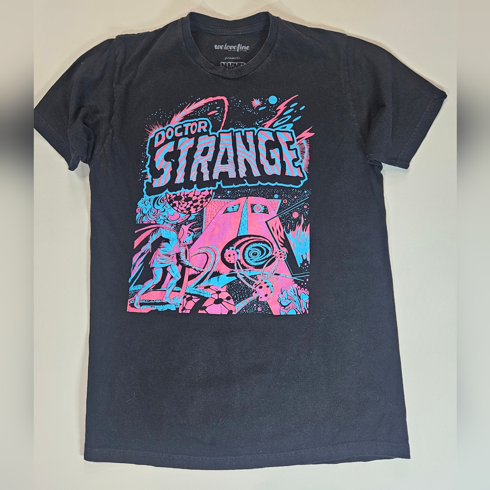 Marvel Doctor Strange T-Shirt Mens Medium Black Pink Blue Retro Style Graphic